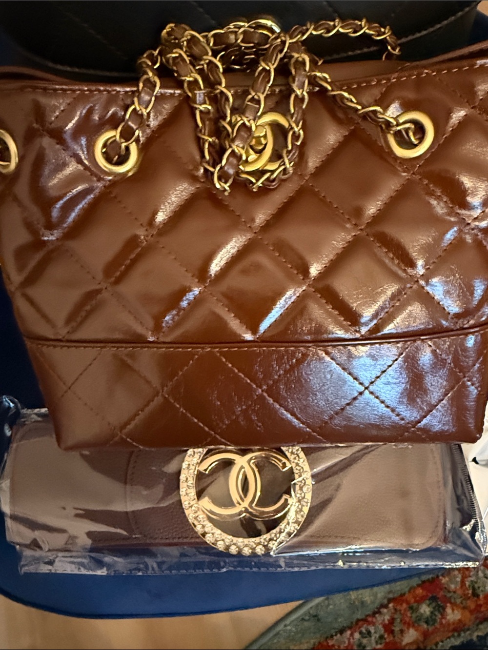 3 piece bundle brown crossbody/shoulder bag and accessories